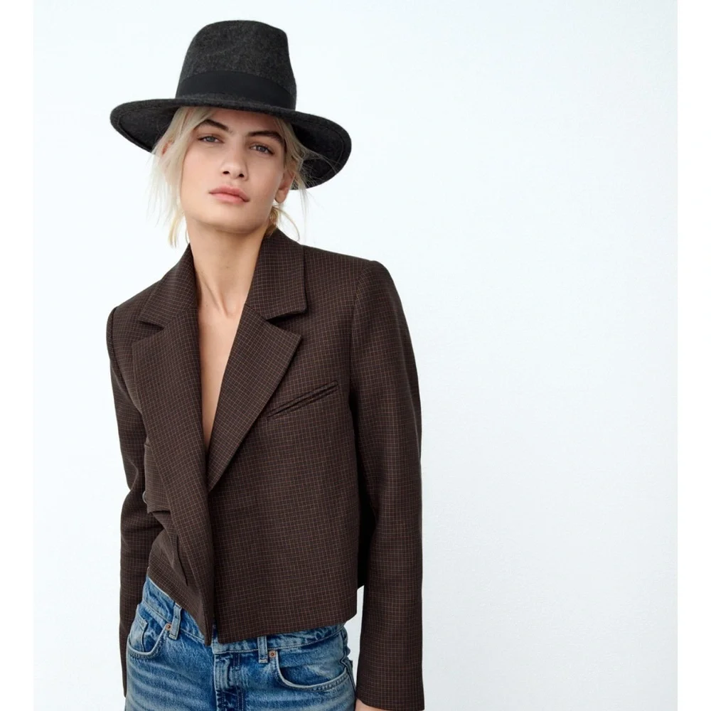 ✨SALE✨Zara classic wool hat ✨SALE✨ CONTRAST WOOL BLEND HAT - Brown | ZARA United States main image 4